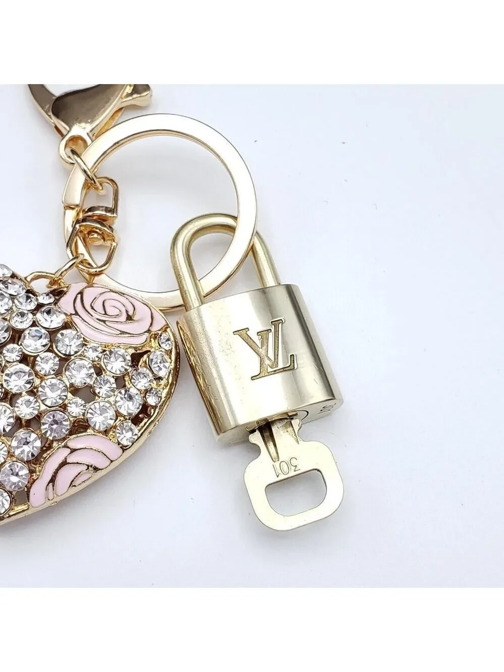 Authentic Louis Vuitton Gold Lock 🔒 Unbranded Heart Keychain Bag Charm LV